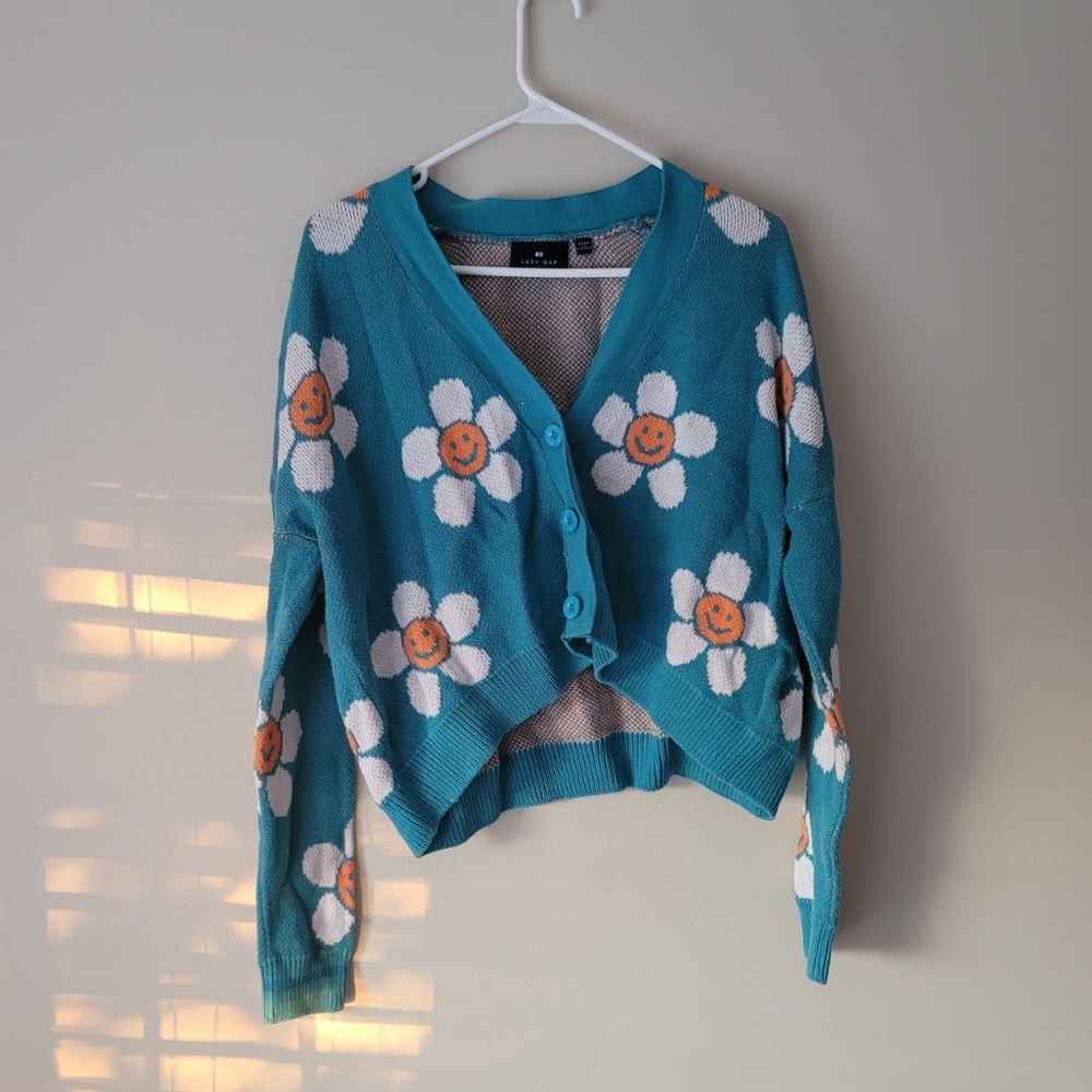 Lazy Oaf Light Blue Daisy Cardigan